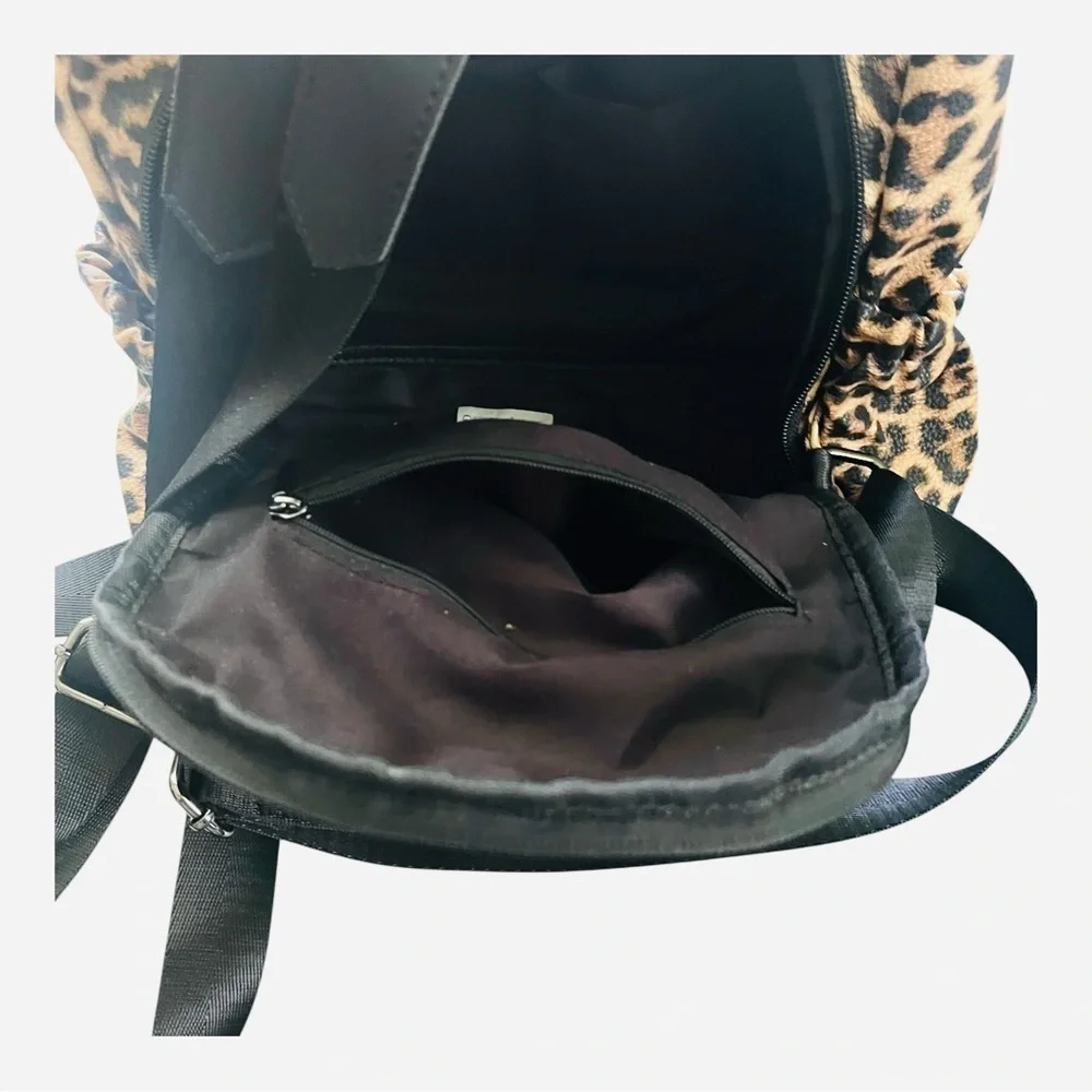 NWNT leopard print book bag backpack school bag side pockets zipper